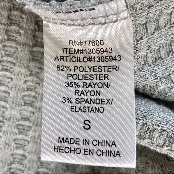 Chaser Shirt Womens Size Small Solid Gray Waffle Knit Button Long Sleeve Tee Top - Picture 5 of 9